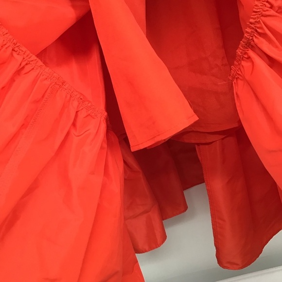 J Crew Ruffled Tiered Taffeta Maxi Dress Orange Red Resort Casual Size 00 - Picture 8 of 9